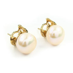 White Pearl Button Earrings