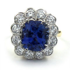 18ct Sapphire & Diamond 13 Stone Cluster Ring