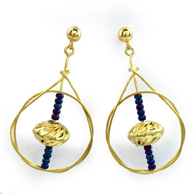 Glass & Gold Bead Hoops earrings