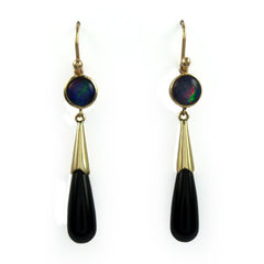 Opal & Onyx Drop Earrings