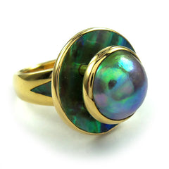 New Zealand Paua Pearl Top Ring