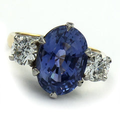 Yellow Gold & Platinum Sapphire & Diamond Ring